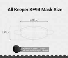 All Keeper Black Disposable KF94 Face Safety Masks 4-Layer Filters Breathable Nose Mouth Covering Dust Mask