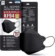 All Keeper Black Disposable KF94 Face Safety Masks 4-Layer Filters Breathable Nose Mouth Covering Dust Mask